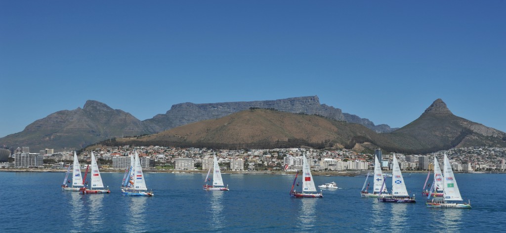 Parade of Sail in Cape Town, South Africa, at the start of Race 4 to Geraldton, Western Australia, in the Clipper 11-12 Round the World Yacht Race.