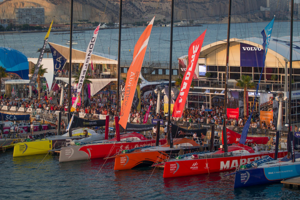 October 09, 2014. A crowd in the Race Village in Alicante, two days before the start of the Volvo Ocean Race.